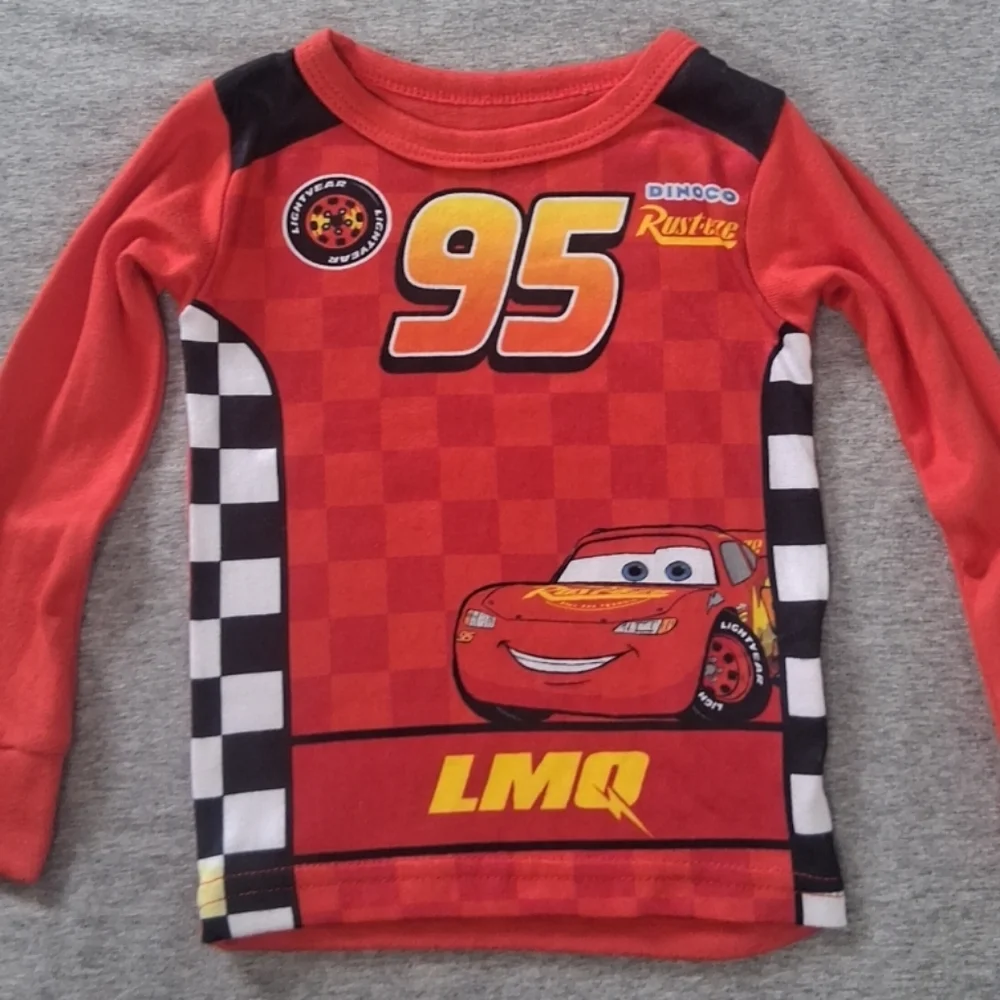 Disney Pixar Cars Lightning McQueen Pajama Set Toddler Red Stretchy 3T